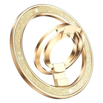 (Flexible Rotation) GUAGUA Magnetic Phone Ring for MagSafe Grip [Super Magnet] Stylish Ring Holder Stand, Mag Safe Accessories for iPhone 17 16 15 14 Pro Max Plus Air, Gold - color: Gold