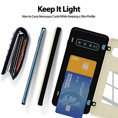 GOOSPERY Magnetic Door Bumper Compatible with Galaxy S10 Plus, Card Holder Wallet Case Easy Magnet Auto Closing Protective Dual Layer Sturdy Phone Back Cover - White - color: White, size: Galaxy S10 Plus