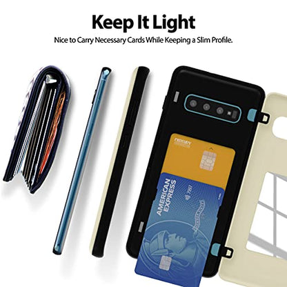 GOOSPERY Magnetic Door Bumper Compatible with Galaxy S10 Plus, Card Holder Wallet Case Easy Magnet Auto Closing Protective Dual Layer Sturdy Phone Back Cover - White - color: White, size: Galaxy S10 Plus