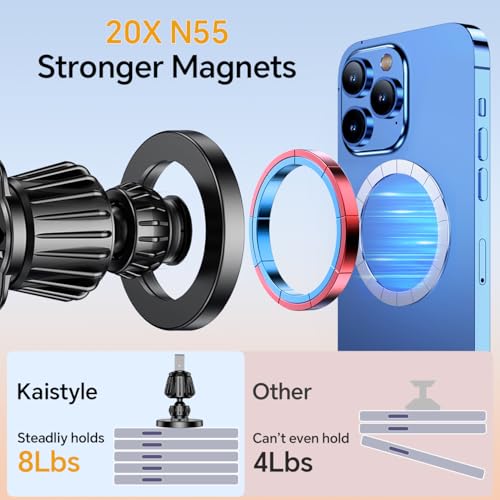 for iPhone Magsafe car Mount【20 Strong Magnets】Magnetic Phone Holder for Car Dashboard【360° Rotation】Hands Free Car Phone Holder Mount Dash Fit iPhone 15 14 13 12 Pro Max Plus MagSafe Car Accessories - color: Black