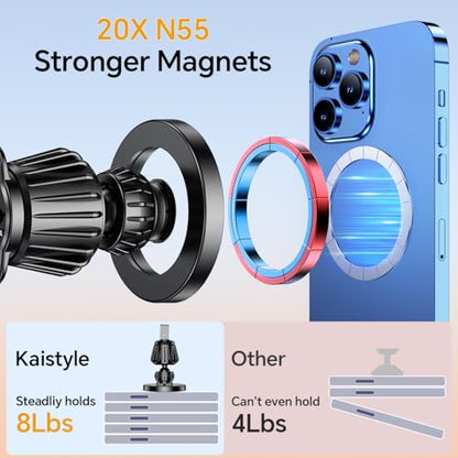 for iPhone Magsafe car Mount【20 Strong Magnets】Magnetic Phone Holder for Car Dashboard【360° Rotation】Hands Free Car Phone Holder Mount Dash Fit iPhone 15 14 13 12 Pro Max Plus MagSafe Car Accessories - color: Black