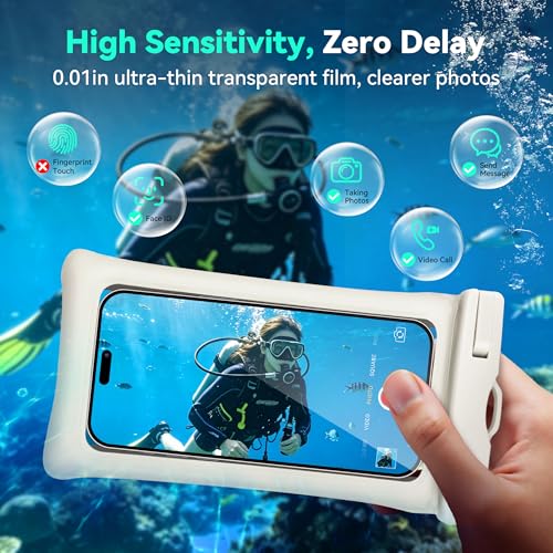 Floating Waterproof Phone Pouch 2 Pack - Dual Floatable Airbags Up to 7.2", IPX8 Waterproof Phone Dry Bag with Lanyard for Beach, for iPhone 17 16 15 Samsung Galaxy Etc., Black + White - color: Black + White