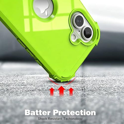 IDweel for iPhone 16 Case with Screen Protector,Luxury 3 in 1 Shockproof Slim Fit Hybrid Heavy Duty Hard PC Cover Soft Silicone Bumper Full Body Anti-Fingerprint Case,Glitter Grass Green - color: Glitter Grass Green