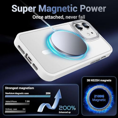 Newfuture Magnetic for iPhone 12/iPhone 12 Pro Case Matte, Frosted White | Military Drop Protection, Slim Matte Anti-Fingerprint, Compatible with Magsafe, Camera Guard, Translucent Protective Cover - color: Frosted White, size: iPhone 12/iPhone 12 Pro 6.1