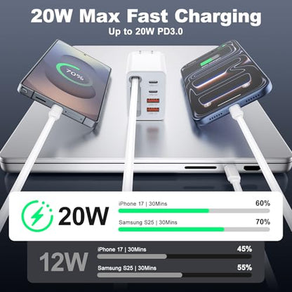 5-in-1 Retractable Wall Charger, 40W Retractable iPhone Charger Wall Plug - size: 1Pack