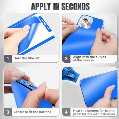 2Pcs Skin Wrap Compatible for iPhone 15 Pro – Slim Decal Vinyl Protective Film for Sides & Back – Sleek Fit, Premium Look – Compatible with All iPhone 15 Pro Cases - Royal Blue - color: Royal Blue