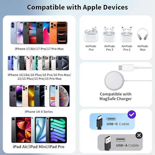 [Apple MFi Certified]Apple iPhone 17e 16 15 Charger Block,2Pack 40-60W USB C Charging Plug Power Adapter USB C Block Quick Charging for iPhone 17 Air/17 Pro Max/16e/16 Pro/15 Pro Max/14/13/12/11/iPad