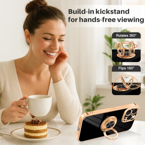 Dinick Black for iPhone 15 Pro Case with Ring Holder Kickstand - color: Black, size: 6.1'' iPhone 15 Pro