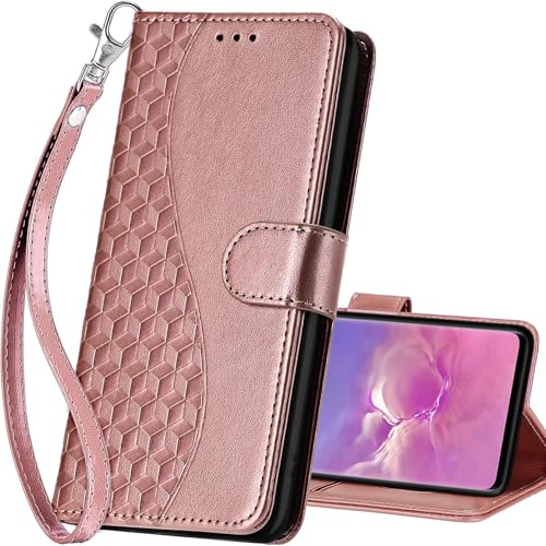 for Samsung Galaxy S10 Wallet case, Rose Gold | 3 Card Holders, Kickstand, Shockproof TPU Shell, PU Leather, Magnetic Closure, Protective Flip Folio Cover, Women - color: 5