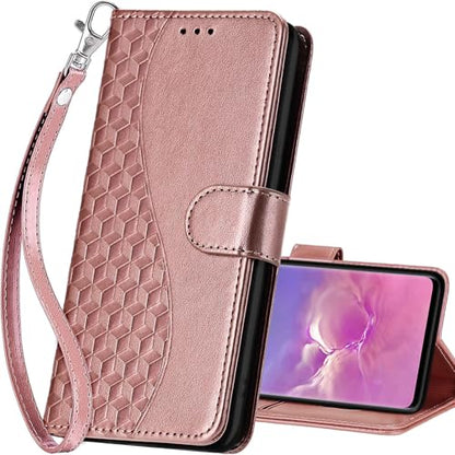for Samsung Galaxy S10 Wallet case, Rose Gold | 3 Card Holders, Kickstand, Shockproof TPU Shell, PU Leather, Magnetic Closure, Protective Flip Folio Cover, Women - color: 5