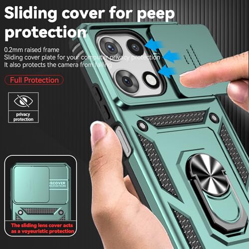 for Motorola Moto G 2025 / Moto G 2026 / Moto G Play 2026 Case, with Slide Camera Cover Screen Protector Ring Holder Kickstand Military Grade Protection Drop Tested Protective Phone Case (Dark Green) - color: Dark Green Military-Grade 2nd gen