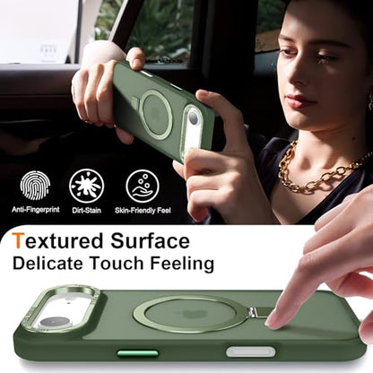 Magnetic for iPhone Air Case with Ring Stand, Midnight Green | Invisible Magnetic Kickstand, 10FT Drop Protection Shockproof, Velvety Touch, Slim Translucent Matte Back - color: Midnight Green, size: Iphone Air 6.5 inches