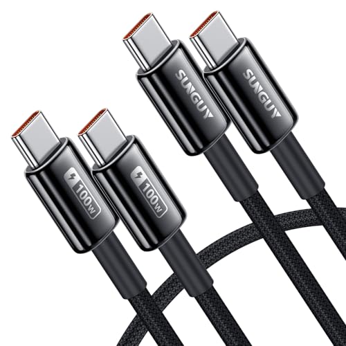 SUNGUY 100W USB C Cable 2FT 2Pack, 5A USB C Cable with E-Marker Chip - size: 2FT