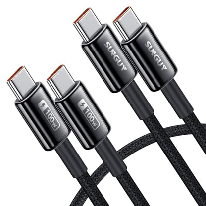 SUNGUY 100W USB C Cable 2FT 2Pack, 5A USB C Cable with E-Marker Chip - size: 2FT