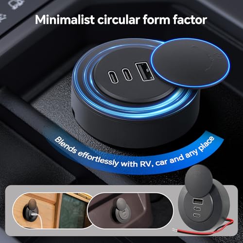 acegoo 72W 3-Port RV USB Outlet, Surface Mount 12V USB Fast Charger Socket - color: 1 Pcs