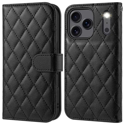 OCASE Compatible with iPhone 17 Pro Wallet Case, PU Leather Flip Folio Case with Card Holders RFID Blocking Kickstand [Shockproof TPU Inner Shell] Phone Cover 6.3 Inch 2025, Diamond Check Black - color: Diamond Check Black