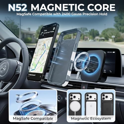 LOOXER® Heavy Duty Rugged Magnetic Case for iPhone 17 Air (6.5”) | Military Grade Shockproof Protection,MagSafe Compatible+ Tempered Glass Included (White, 17 Air) - color: White, size: 17 Air