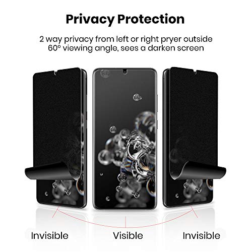 Galaxy S20 Ultra Screen Protector Matte Privacy Soft Film (NOT Tempered Glass)[2 Pack], Matte Finish Surface Anti Glare 2 Way Anti Spy Privacy Protection Full Adhesive Support Ultrasonic Fingerprint Sensor for Samsung Galaxy S20 Ultra