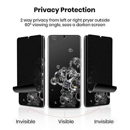 Galaxy S20 Ultra Screen Protector Matte Privacy Soft Film (NOT Tempered Glass)[2 Pack], Matte Finish Surface Anti Glare 2 Way Anti Spy Privacy Protection Full Adhesive Support Ultrasonic Fingerprint Sensor for Samsung Galaxy S20 Ultra