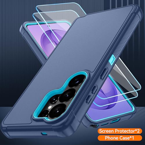 for Samsung Galaxy S26 Ultra Case with HD Screen Protector, 3-Layer Shockproof Military Grade Full Body Protection, Heavy Duty Hybrid Protective Phone Cover (Blue/Glacier Blue) - color: Blue/Glacier Blue