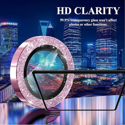 for Samsung Galaxy Z Flip6 Camera Lens Protectors, Glitter Bling Sparkly Camera Cover with Aluminum Edging,Individual Metal Lens Cover [Case Friendly],Bling-Pink - color: Bling-Pink