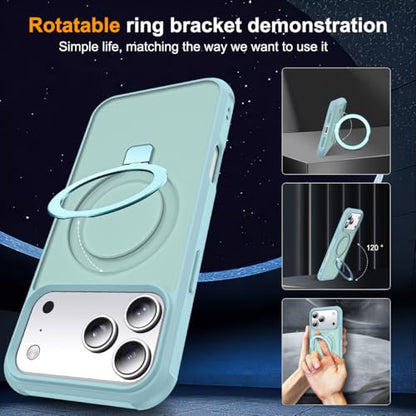 SKYLMW Compatible with iPhone 17 Pro Case with Stand,Blue | iPhone 17 Pro Phone Case 6.3",Magnetic Ring Stand,Compatible with MagSafe,Military-Grade Protection,Great Grip Feeling - color: Blue, size: Iphone 17 Pro