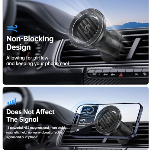 SYNCWIRE for MagSafe Car Mount, Magnetic Phone Holder for Car Air Vent - color: Carbon Fiber