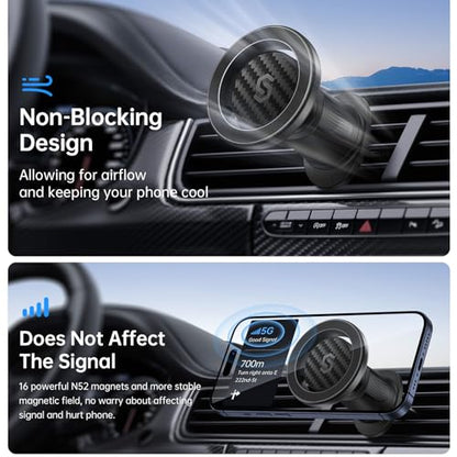 SYNCWIRE for MagSafe Car Mount, Magnetic Phone Holder for Car Air Vent - color: Carbon Fiber