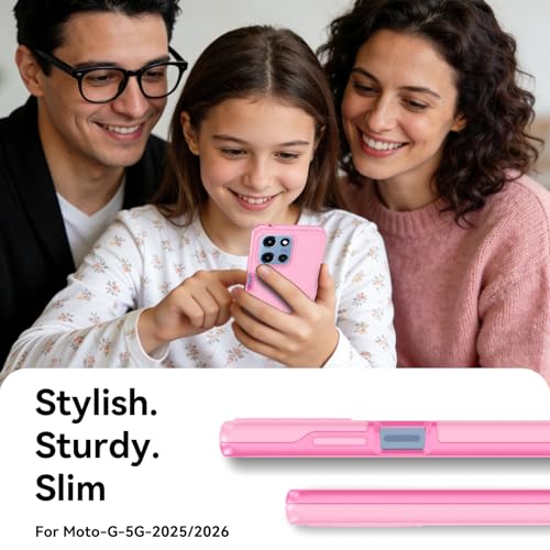 for Motorola Moto G 5G 2025/2026 Case with HD Screen Protector, Moto G Play 2026 Heavy Duty Shockproof Military Grade Full Body Protection Phone Cover (Purple Pink) - color: Purple Pink