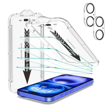 EZ-GLAZ-4+2 Pack for iPhone 16 Screen Protector (6.1") HD Clear - size: iPhone 16
