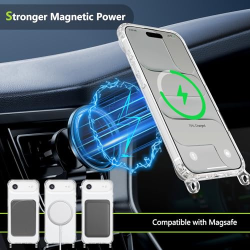 Magnetic Case for iPhone Air 6.5" Clear Crossbody Case with Adjustable Shoulder Neck Lanyard Strap,Compatible with Magsafe,Soft Slim Bumper Shockproof Protective Phone Cover-Black - color: Black, size: iPhone Air