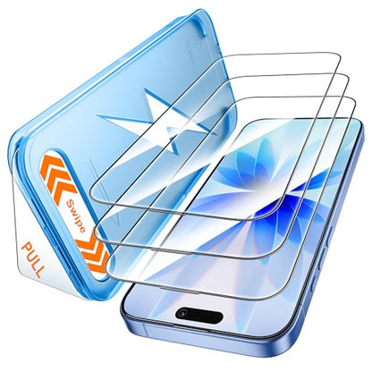 Mkeke for iPhone 17 Screen Protector 3 Pack, Double Shatterproof | 9H+ Hardness [Military-Grade Drop Protection] [Sensitive Touch] [Installation Frame] [HD Clear] Full Coverage Tempered Glass - size: iPhone 17 6.3 Inch