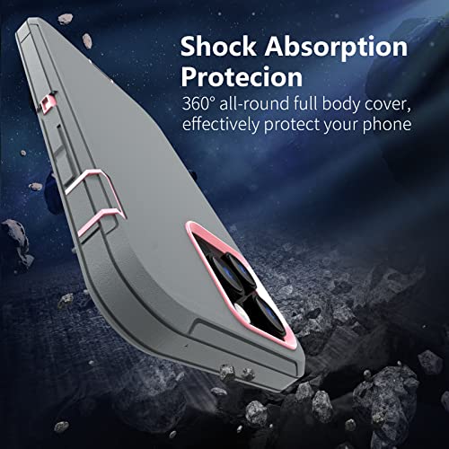 Sansunto Case for iPhone 13 Pro, Heavy Duty Shockproof iPhone 13 Pro Protective Case, Silicone Rubber Cover for Men & Women, Rugged Hybrid Phone Cases for iPhone13Pro in 6.1 Inch (Grey/Pink) - color: Grey/Pink