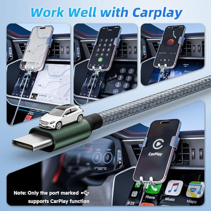 USBC to USBC Cable, 4 in 1 USB C Multi Charging Cable for Multiple Devices - color: Grey-green