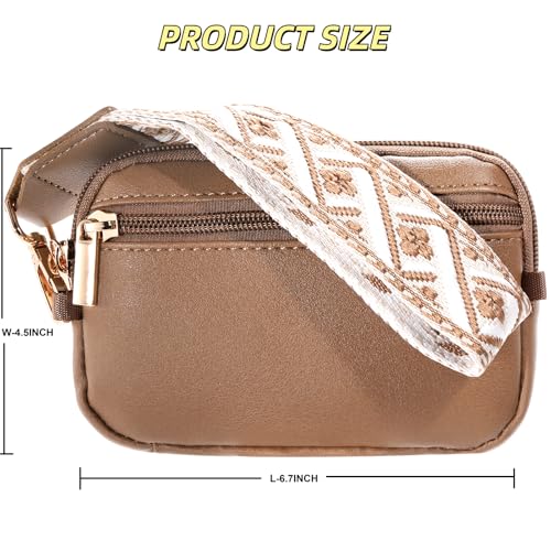 Clip and Go strap for phone with Leather Wallet crossbody phone - color: Khaki
