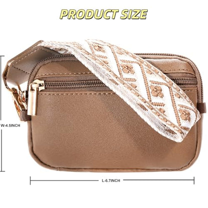 Clip and Go strap for phone with Leather Wallet crossbody phone - color: Khaki
