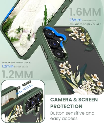 Clear Flower Pattern Phone Case for Samsung Galaxy S26 FE-Gardenia | Girl Women Slim Soft TPU + Hard PC Military Grade Protective Phone Cover WithTempered Glass Screen Protector for S26 FE - color: S26 FE-Gardenia