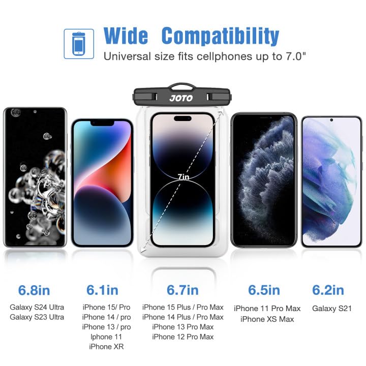 JOTO 2 Pack Floating Waterproof Phone Pouch Up to 7", IPX8 Floatable Underwater Phone Case Cellphone Dry Bag for iPhone 17/Air 16 15 14 13 12 11 Pro Max Xs Max XR X 8 7 Plus SE/Galaxy S24 S23 -Navy - color: Navy
