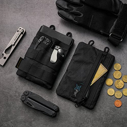 VIPERADE VE3 Tool Organizer, Nylon Tool Belt Loop with 4 Pockets EDC Pouch for Flashlight/Pocket Knife, Tactical Pen, Notebook (X-PAC-BK) - color: X-PAC-BK