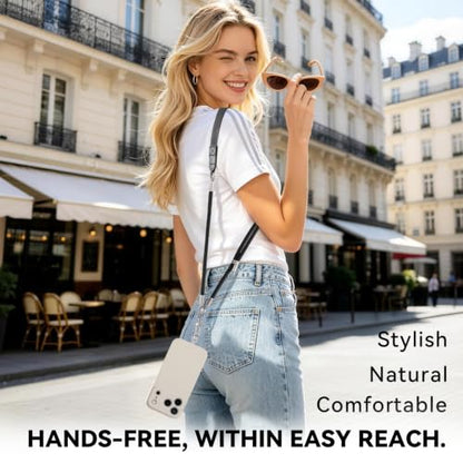 Oaridey Phone Lanyard Crossbody, Adjustable Anti Theft Phone Strap with 2 Metal Phone Tether Tabs for All Phones, Ergonomic Wide Shoulder Strap Cell Phone Lanyard for Daily Use, Skin-Friendly, Black - color: Black