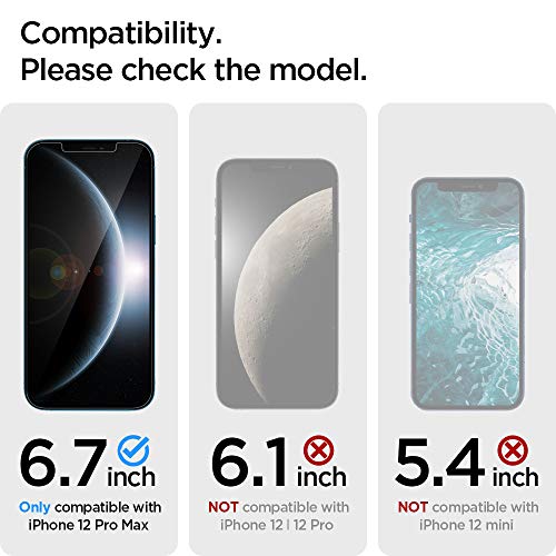 Spigen GlasTR EZ FIT Screen Protector for iPhone 12 Pro Max (6.7 inch) | Tempered glass, including installation kit, crystal clear, scratch-resistant, case-friendly, 9H hardness film - size: iPhone 12 Pro Max