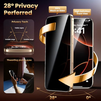 Uyiton 3D Full Glue Privacy Screen Protector for iPhone 16 Pro Max - size: iPhone 16 Pro Max