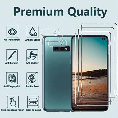 [3+3 Pack] Galaxy S10e Screen Protector + Camera Lens Protector, HD Tempered Glass Film, 9H Hardness, Scratch Resistant, Easy Installation, Bubble Free, Screen Protector for Samsung Galaxy S10e