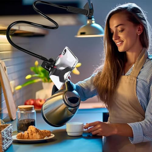 Bed Phone Holder | Multifunctional Cell Phone Mount,Cell Clip Bed Stand Holder, Flexible Long Arm Gooseneck Bracket Mount Clamp for Desk