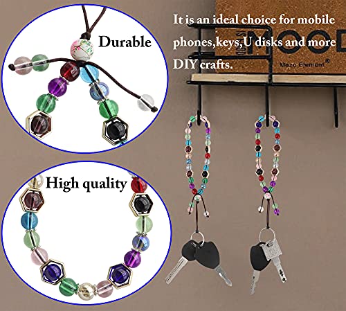 Cell Phone Lanyard Strap Bling Crystal Beads Hand Wrist Lanyard - color: 17cm Multicolor