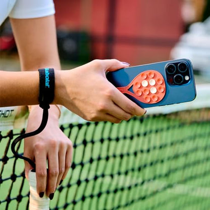 Silicone Suction Phone Mount - Hands-Free Padel Glass, Peach Pop - color: Peach Pop