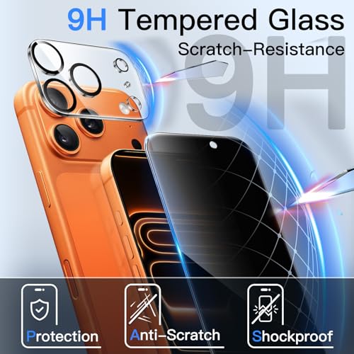 JETech Privacy Screen Protector for iPhone 17 Pro Max, 2+2 Pack - size: iPhone 17 Pro Max