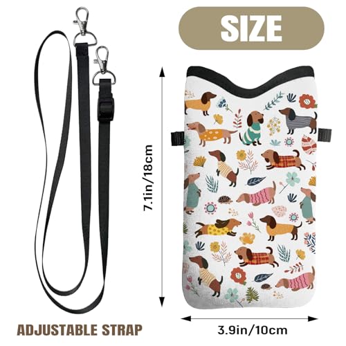 Cell Phone Sleeve Pouch with Adjustable Strap - Weiner Dog - color: Weiner Dog