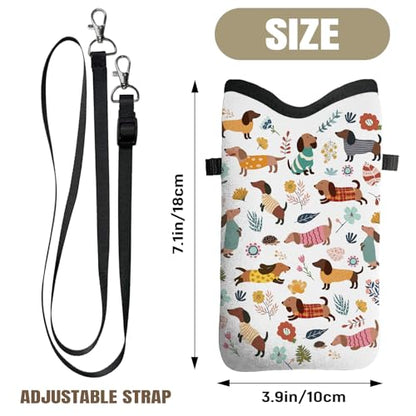 Cell Phone Sleeve Pouch with Adjustable Strap - Weiner Dog - color: Weiner Dog