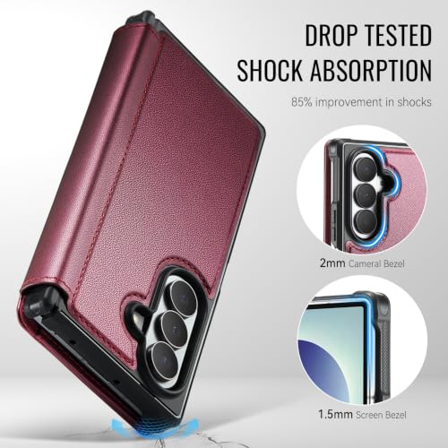 for Samsung Galaxy Z Fold 8 Ultra - Case Wallet Slim, Wine Red - color: Wine Red, size: Samsung Galaxy Z Fold 8 Ultra